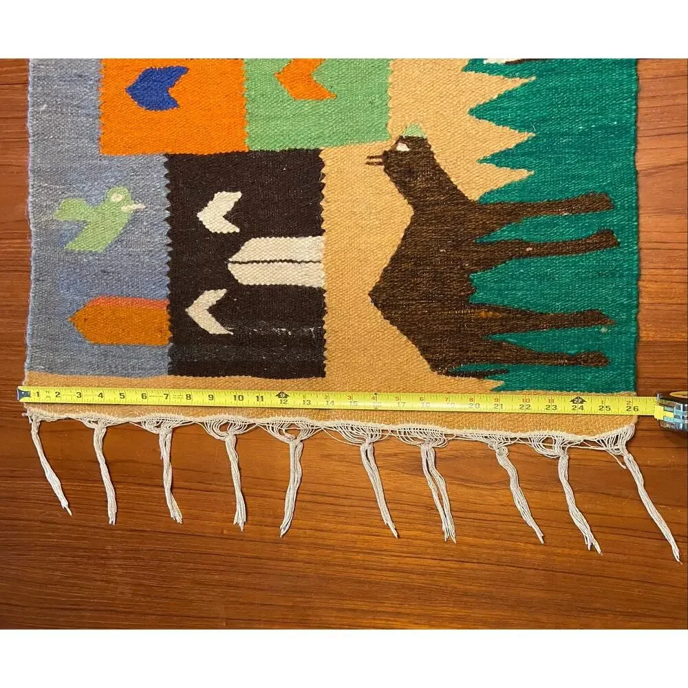 Egyptian Woven Tapestry Rug Wall Hanging Camels Village Folk Art Souvenir